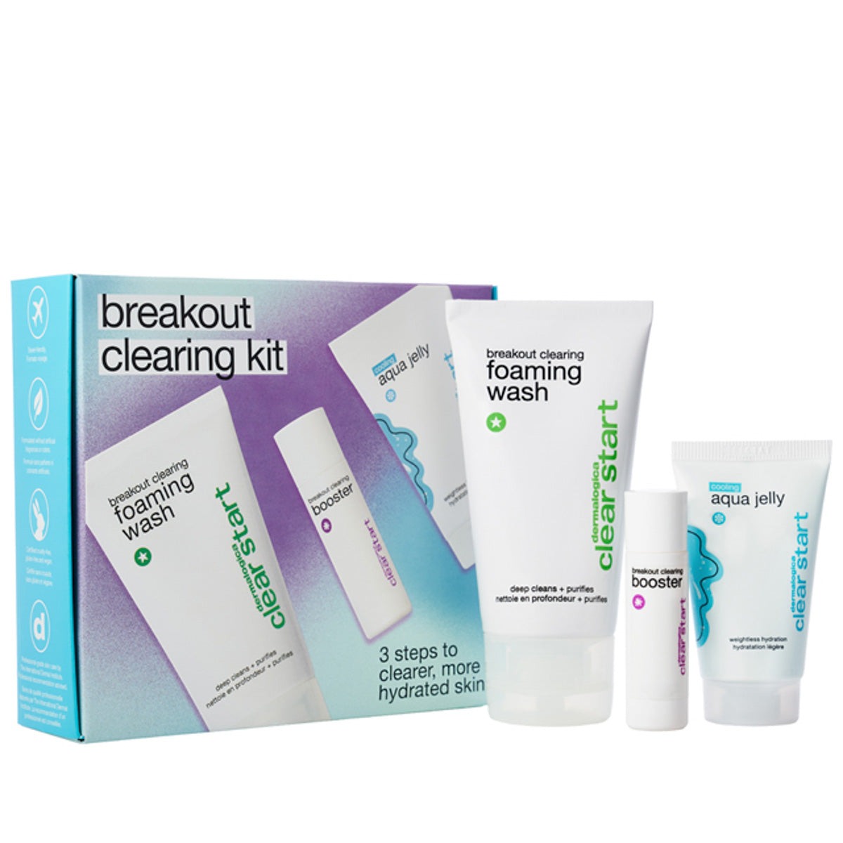 Dermalogica Breakout Clearing Kit met doos, cleanser, booster en Cooling Aqua Jelly